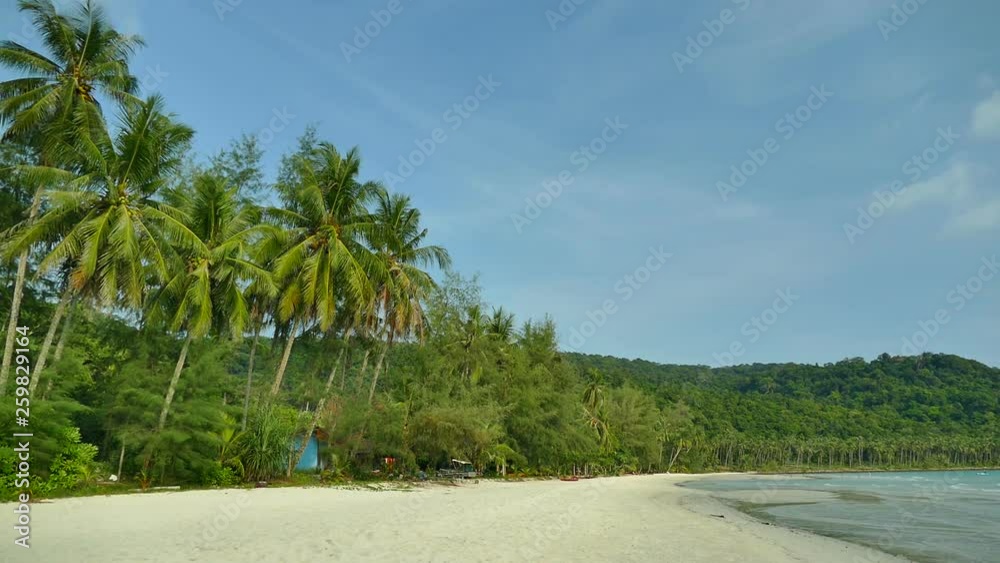 Nature with tropical sea and beach on white cloud and blue sky Nature with tropical sea and beach on white cloud and blue sky