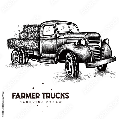 farmer trucks carrying straw