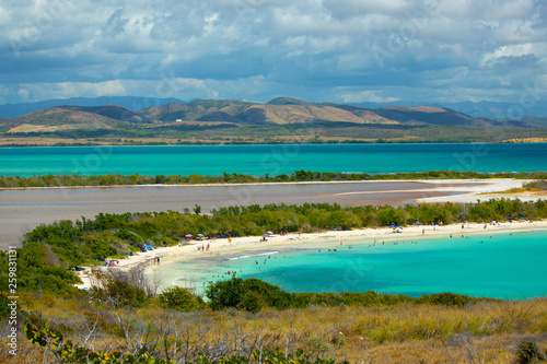 Faro Los Morrillos de Cabo Rojo. Playa Sucia beach and Salt lakes in Punta Jaguey. 