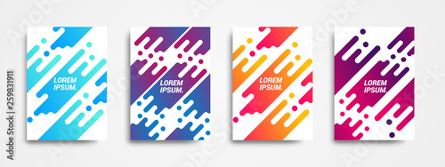 Set of four Minimal modern cover design with dynamic colorful gradients. Applicable for Covers, Posters, Flyer, and Banner Designs