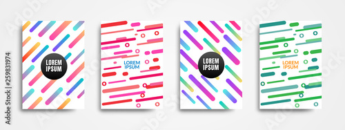 Set of four modern cover design with dynamic colorful gradients. Applicable for Covers, Posters, Flyer, and Banner Designs