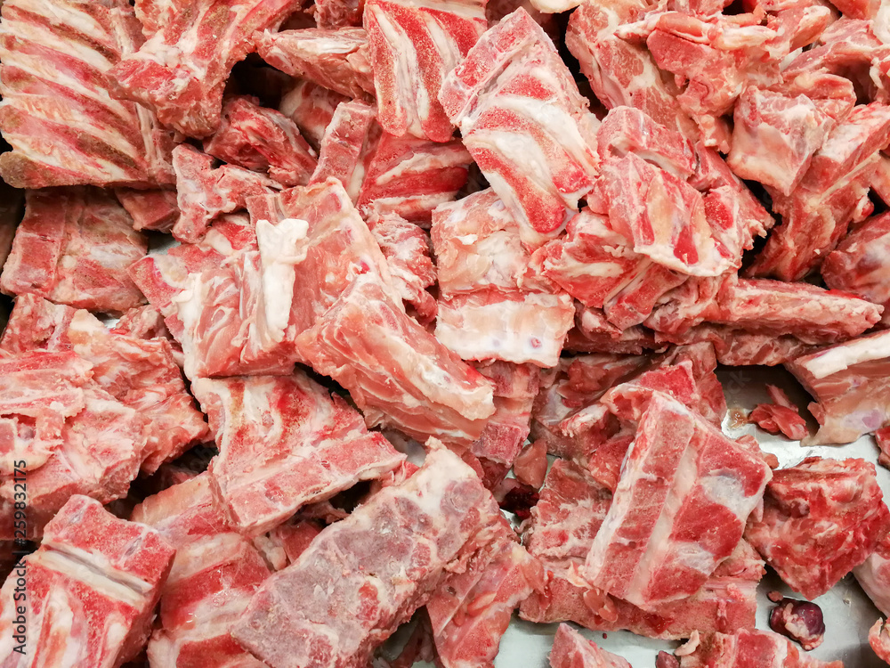 fresh food Pork meat pork bone meat In the Super Market
