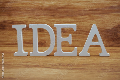 Idea word alphabet letters on wooden background