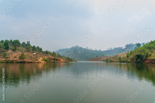 Land, lake, forest and sky