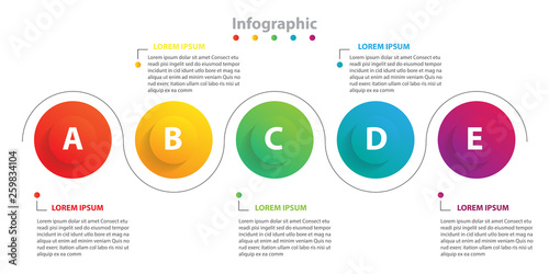 infographic 5 step presentation, infographic linear circle