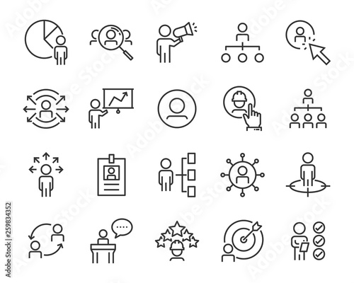 set of job seach icons ,such as work, career, traning, business, skill, meeting, people