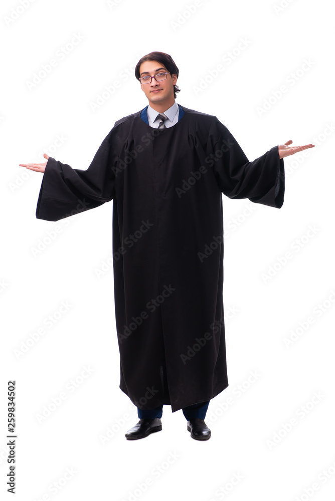 Young handsome judge isolated on white Young handsome judge isolated on white