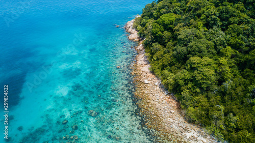 Aerial view of tropical beach in Malaysia