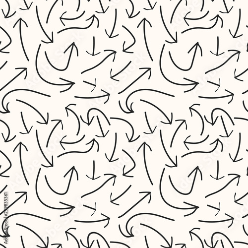 Hand drawn arrows seamless pattern. Creative abstract background. Vector illustration.