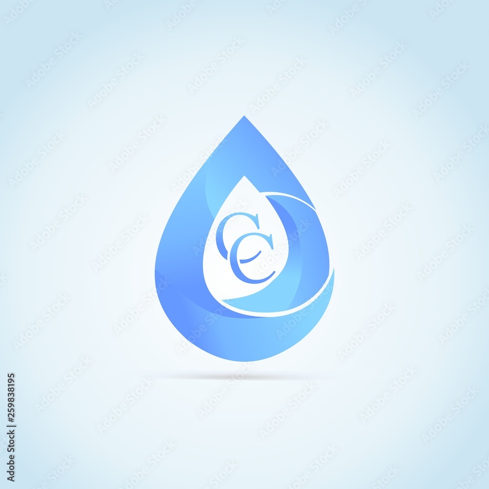 C initial letters blue drop symbol logo Design element C initial letters blue drop symbol logo Design element