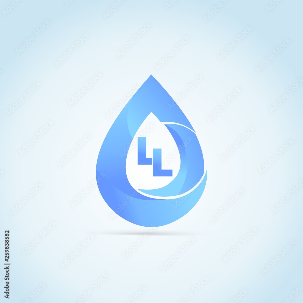 initial LL blue drop logo company sign Design vector template initial LL blue drop logo company sign Design vector template