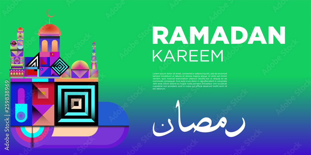 Vector colorful ramadan islamic greeting card and banner