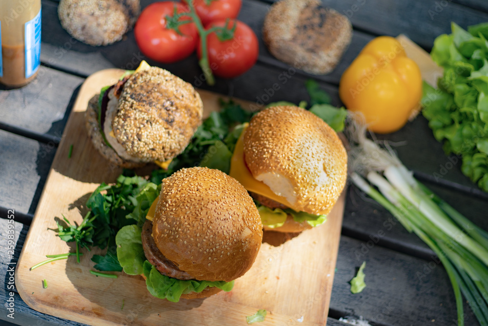 Homemade healthy burgers