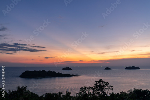 beautiful sunset sea view island seascape at Trad province Eastern of Thailand , Sea of Thailand landscape