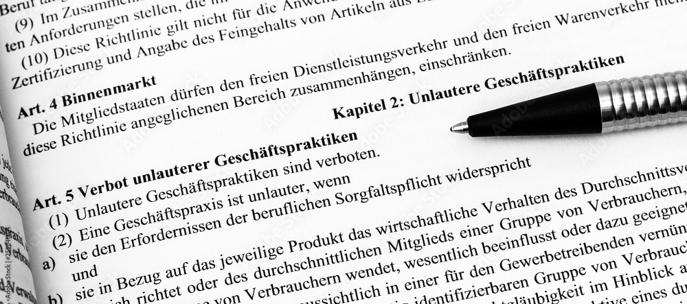 Obraz premium Verbot unlauterer Geschäftspraktiken Wettbewerbsrecht