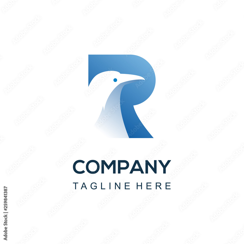 Obraz premium R raven bird logo