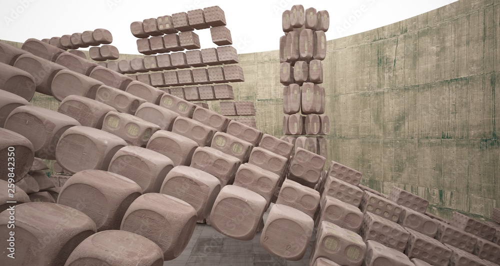 Fototapeta premium Empty abstract brown concrete room smooth interior. Architectural background. 3D illustration and rendering