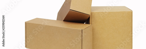 Cardboard boxes for goods on a white background. Different size. Isolated on white background. © andreyphoto63