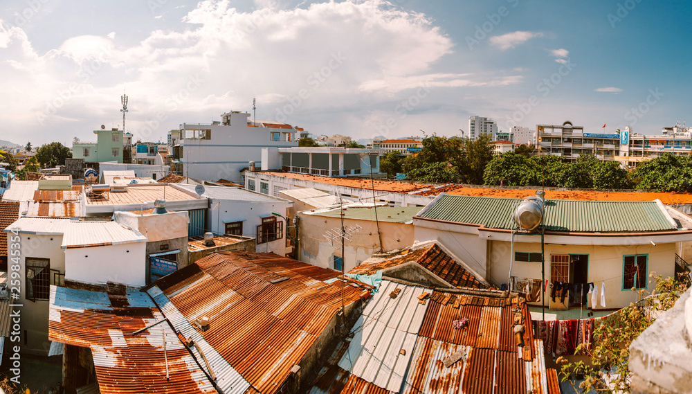 Fototapeta premium Residential buildings, slums in Nha Trang