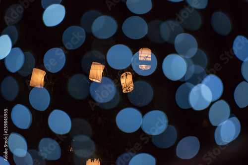 Blue bokeh abstract on dark background,in Valentine day.