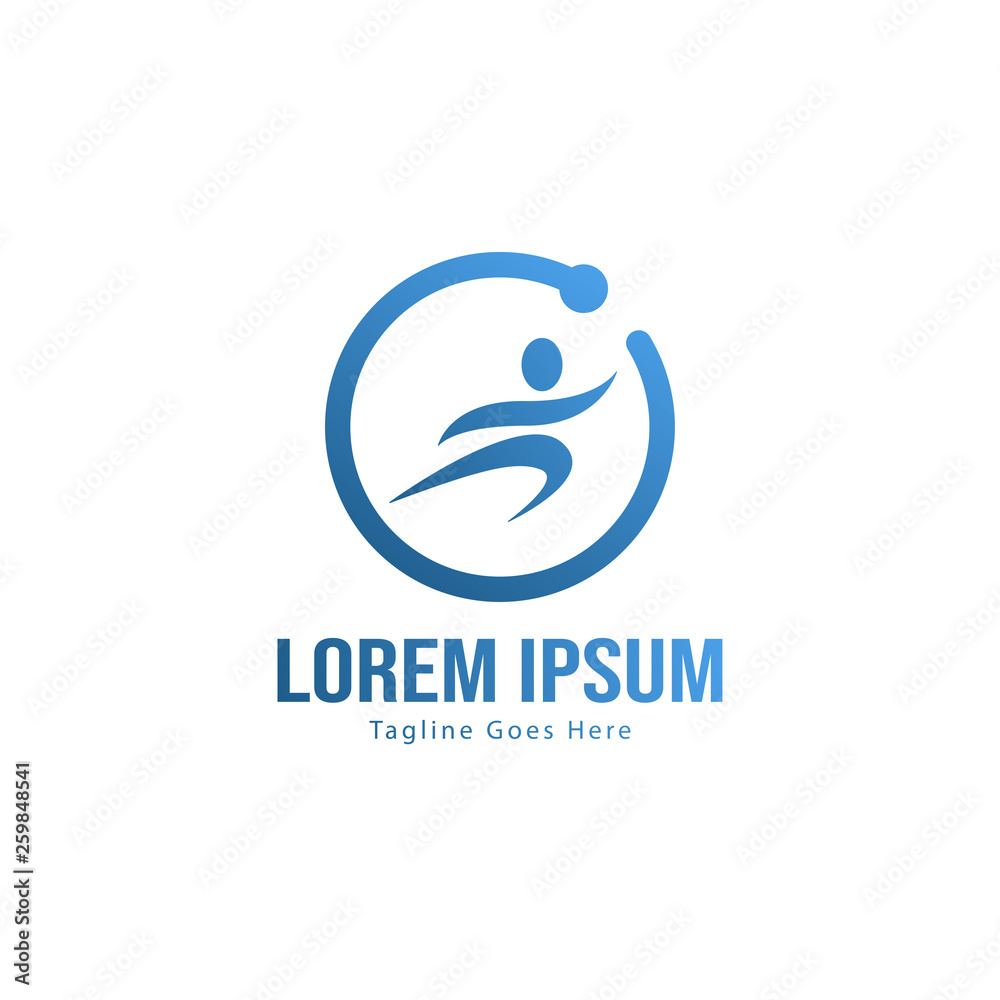 Athletic logo template design. Minimalist Athletic logo with modern frame