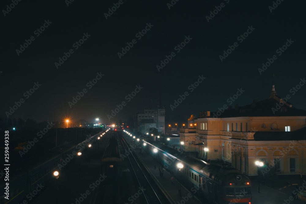 Night railway station
