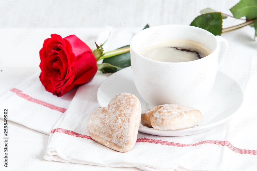 Coffee and heart cookies Coffee and heart cookies