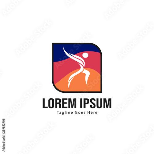 Athletic logo template design. Minimalist Athletic logo with modern frame