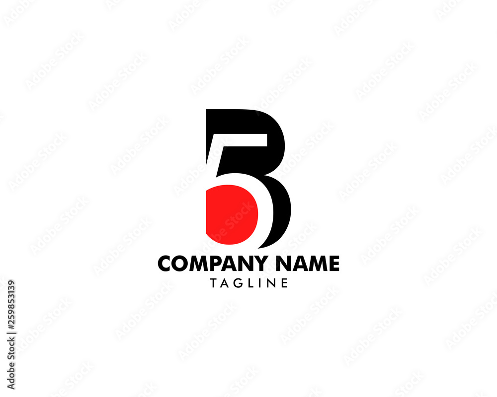 Initial letter and number logo, B and 5, B5, 5B Initial letter and number logo, B and 5, B5, 5B