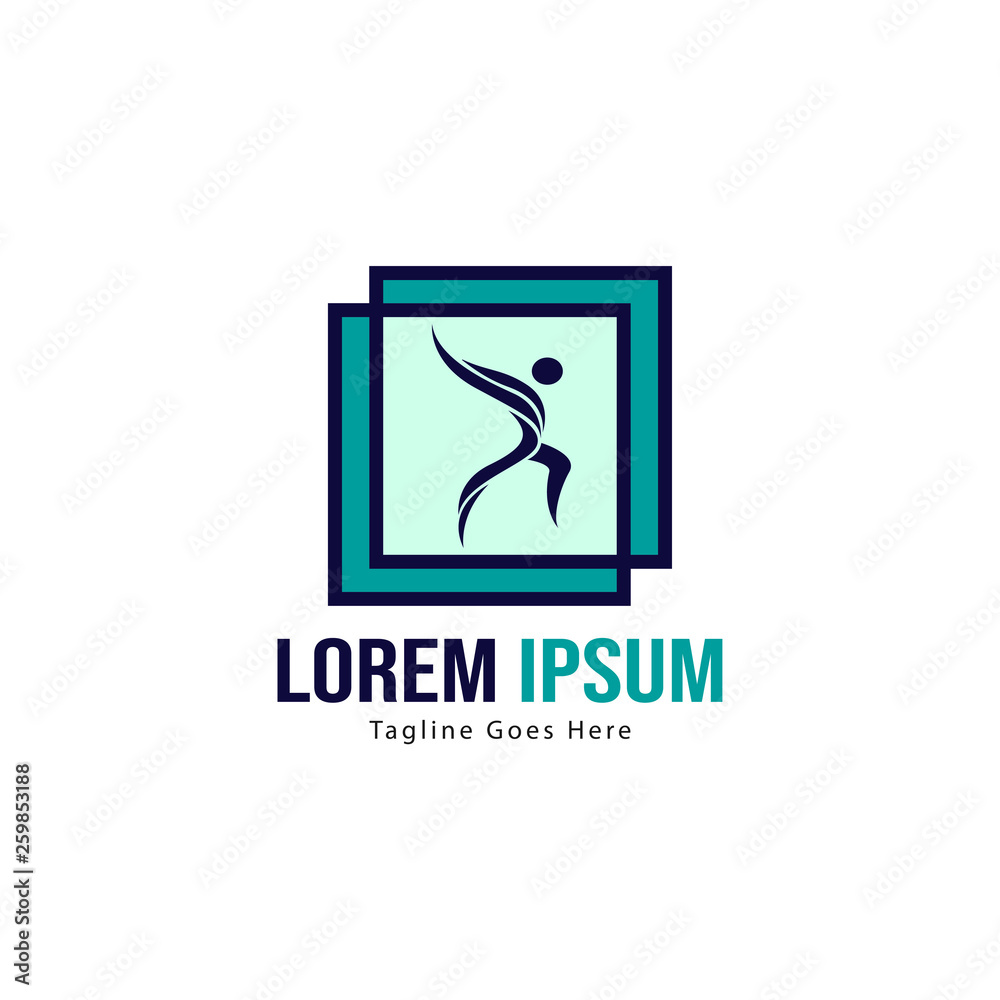 Athletic logo template design. Minimalist Athletic logo with modern frame