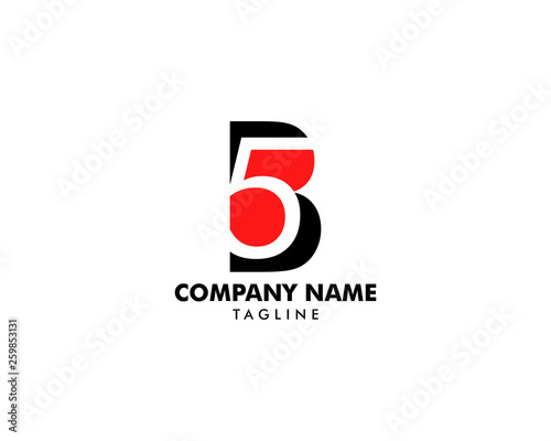 Initial letter and number logo, B and 5, B5, 5B