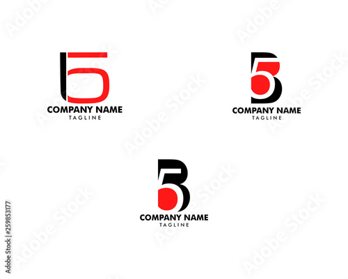 Set of Initial letter and number logo, B and 5, B5, 5B