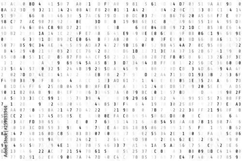 Random hex code stream. Matrix background. Vector illustration isolated on white background