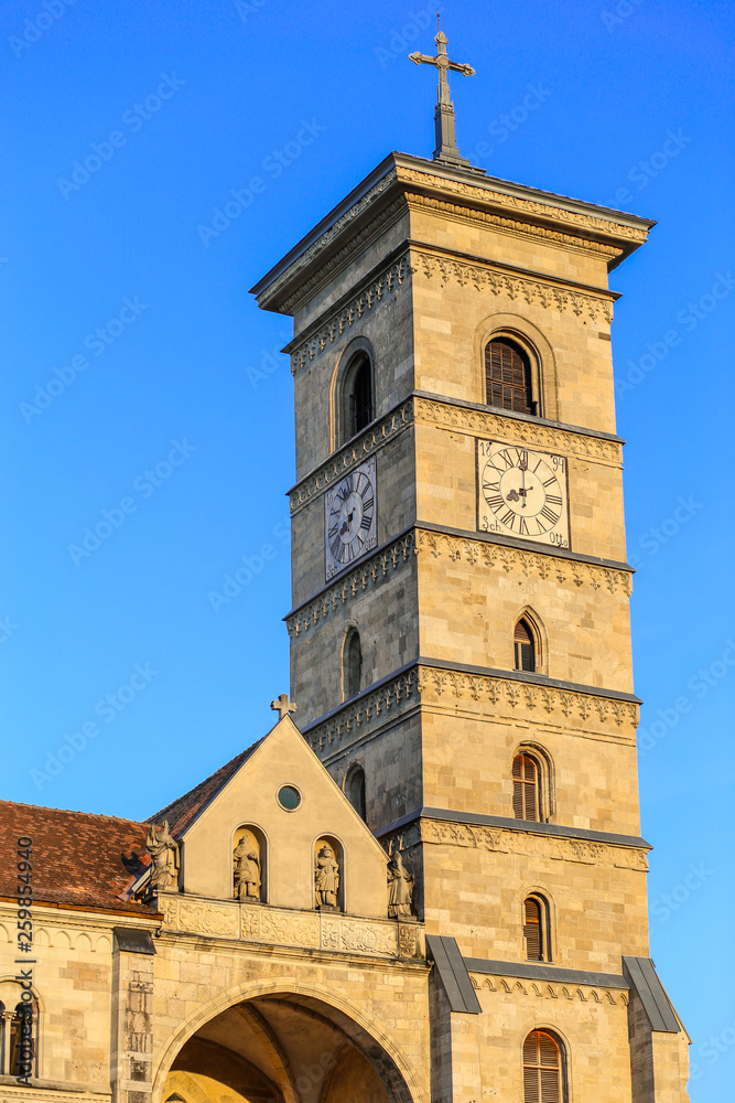 bell tower of The Saint Michael Cathedral in Alba Iulia, Romania
