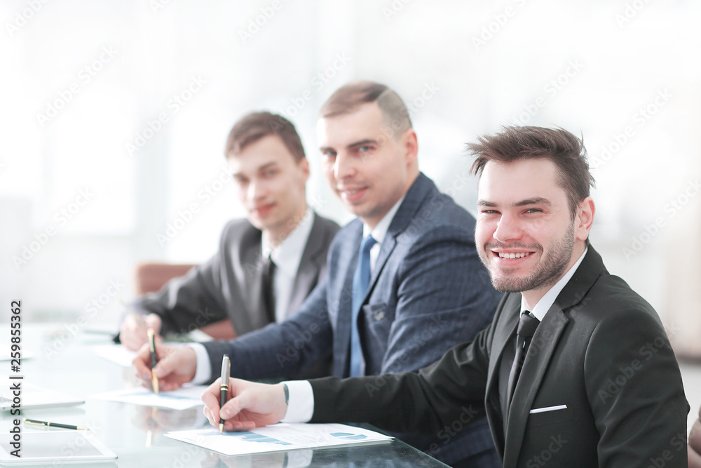 professional business team sitting at Desk in office professional business team sitting at Desk in office