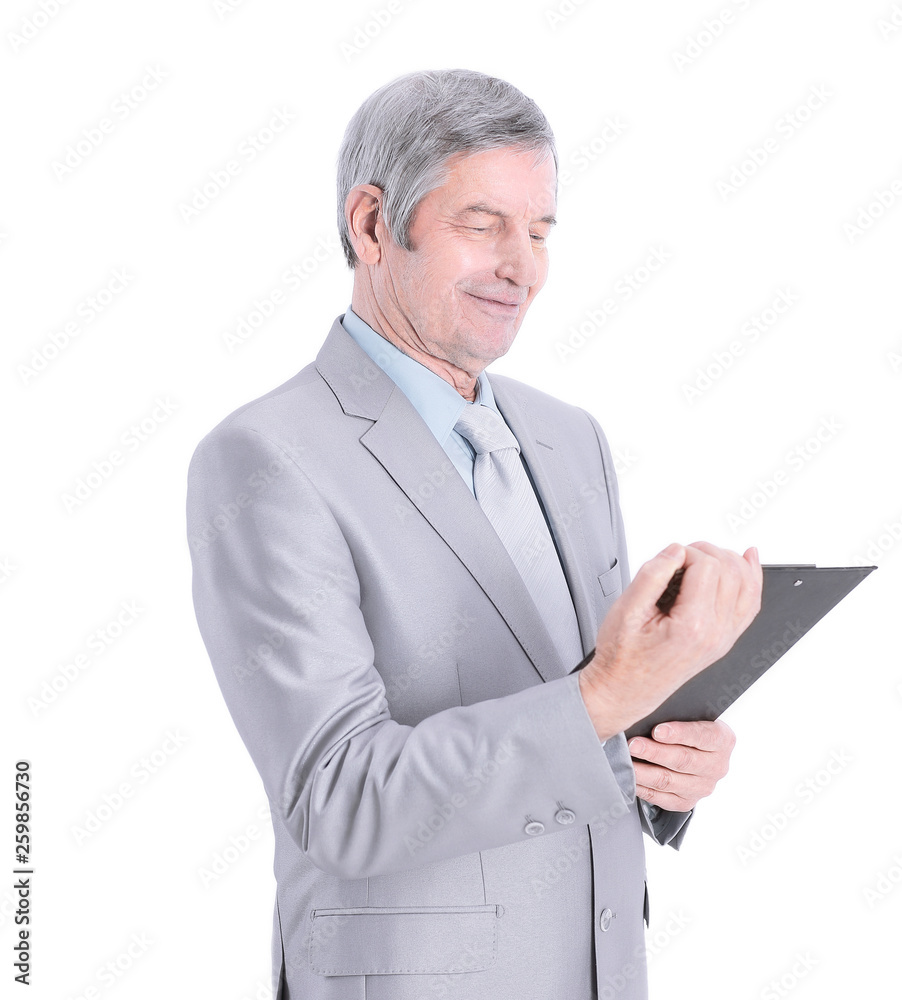 Mature businessman with documents.isolated on a white Mature businessman with documents.isolated on a white