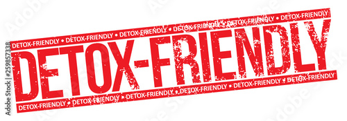 Detox Friendly. Red Rubber Stamp.
