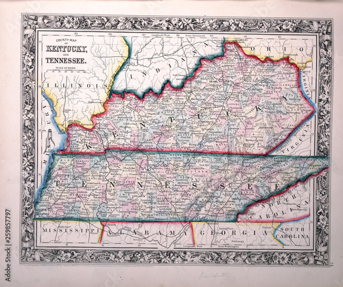 Old map. Engraving image photo