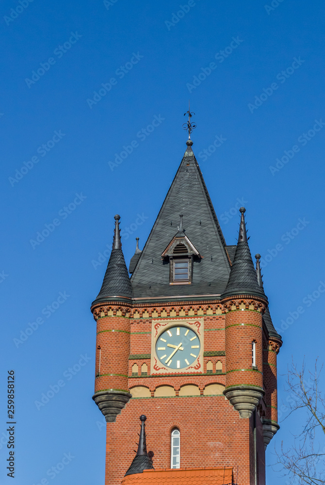 Tower of the historic town hall in Gronau, Germany