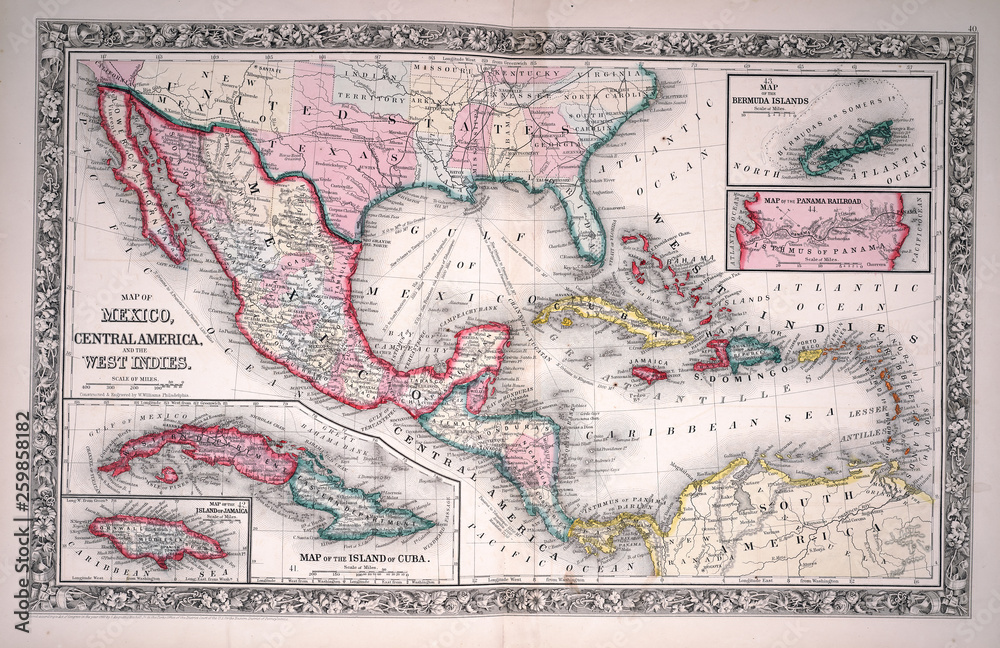 Obraz premium Old map. Engraving image