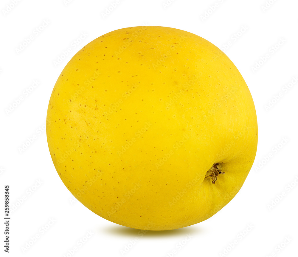 Fresh yellow apple isolated on white background with clipping path