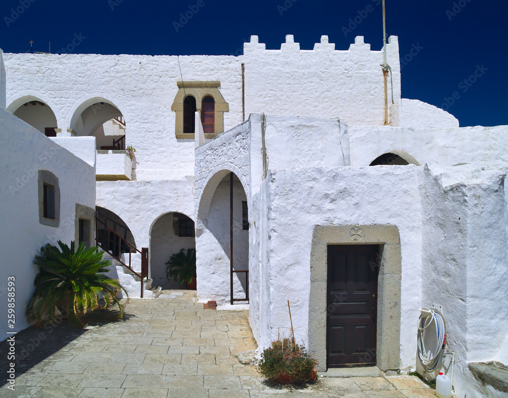 Saint John the Evangelist monastery at Patmos island in Greece.