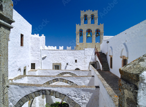 Saint John the Evangelist monastery at Patmos island in Greece. photo