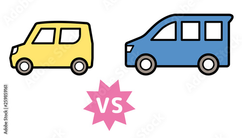 軽自動車VS普通車(同じ向き)