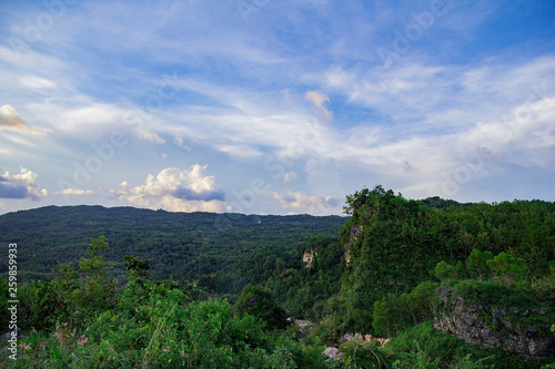 forest on bantul view from paragliding hill watugupit at yogyakarta photo