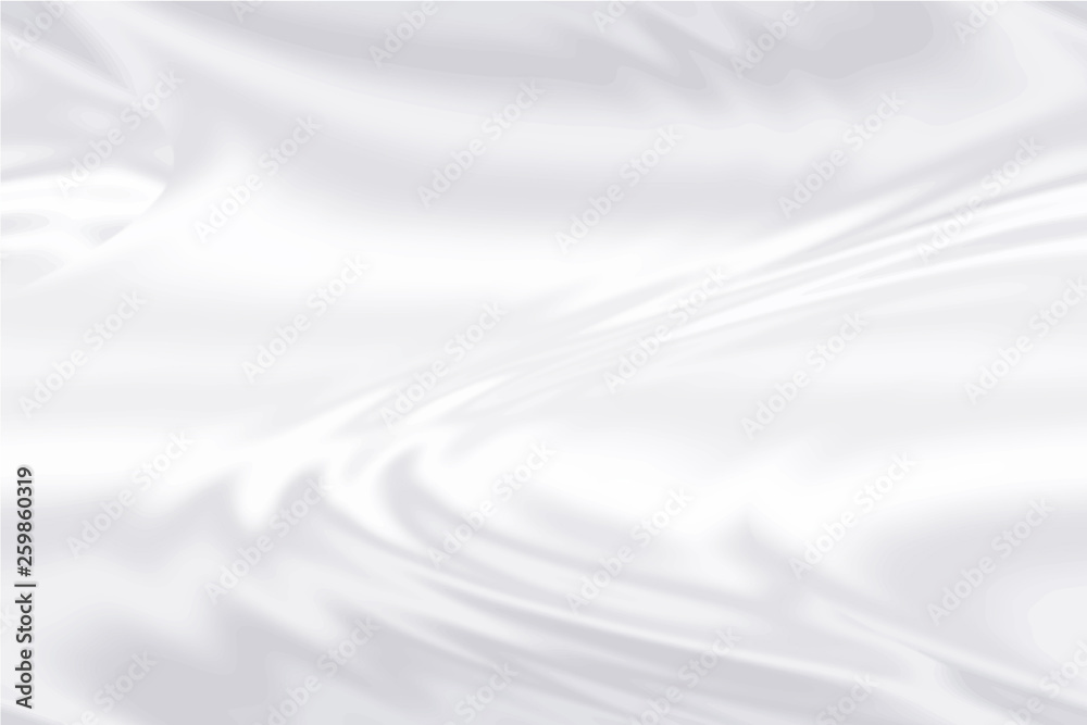 Smooth elegant white silk fabric background. Textile texture. Vector illustration