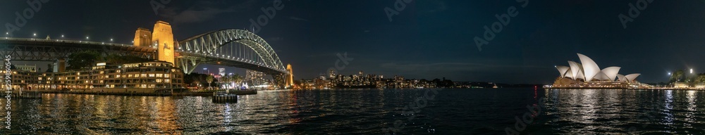 Vue de la ville de Sydney de nuit - obrazy, fototapety, plakaty 