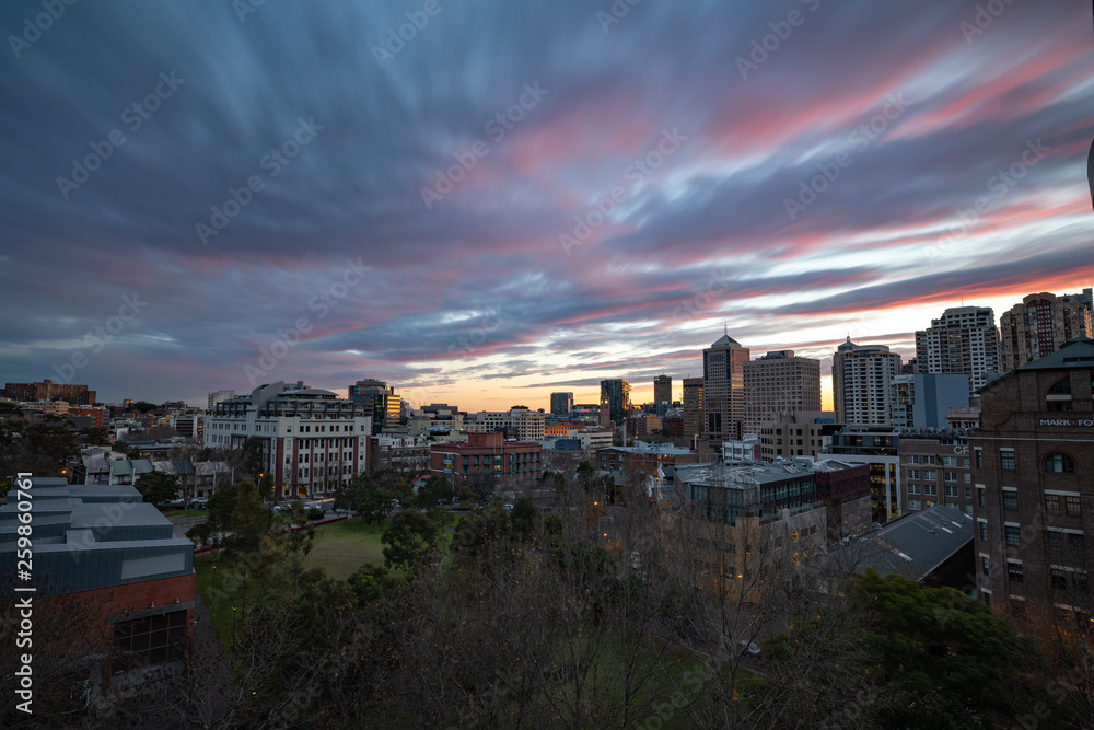 Naklejka premium panorama of sydney at sunset