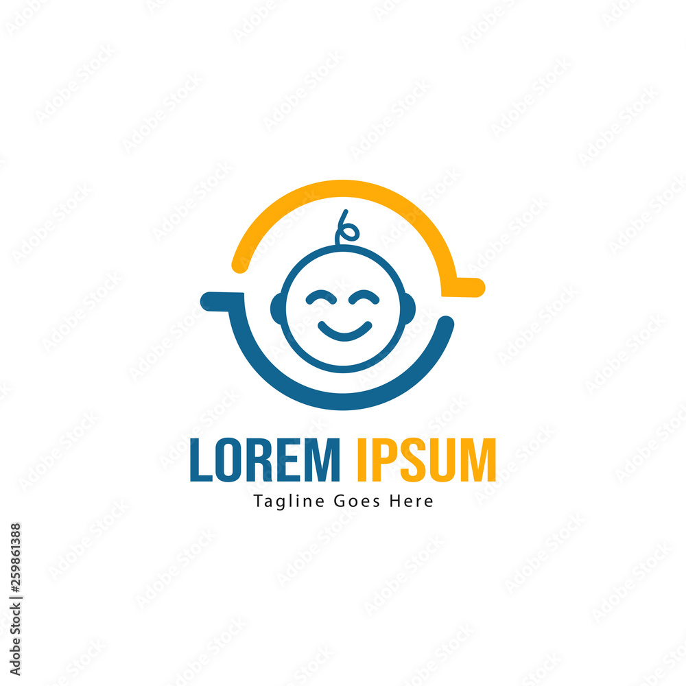 Baby logo template design. Minimalist baby logo with modern frame Baby logo template design. Minimalist baby logo with modern frame