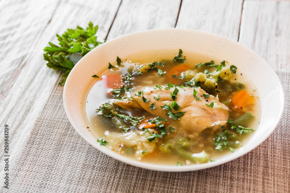 delicious homemade diet soup with rabbit and vegetables delicious homemade diet soup with rabbit and vegetables